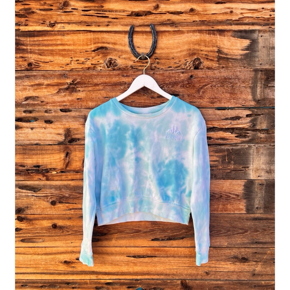 KAPPA | Blue Tie Dye Cropped Pullover Crewneck Sweatshirt Women’s M